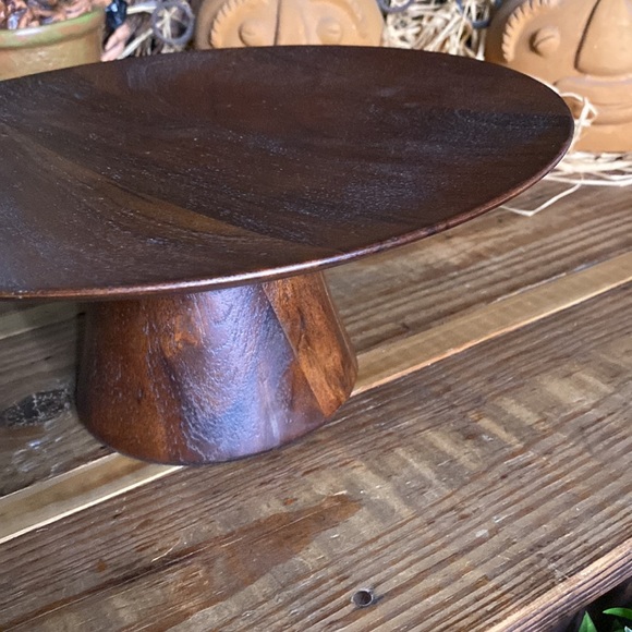 Pottery Barn Handcrafted Brown Mango Wood Chateau Wooden Decorative Cake Stand - Picture 7 of 16